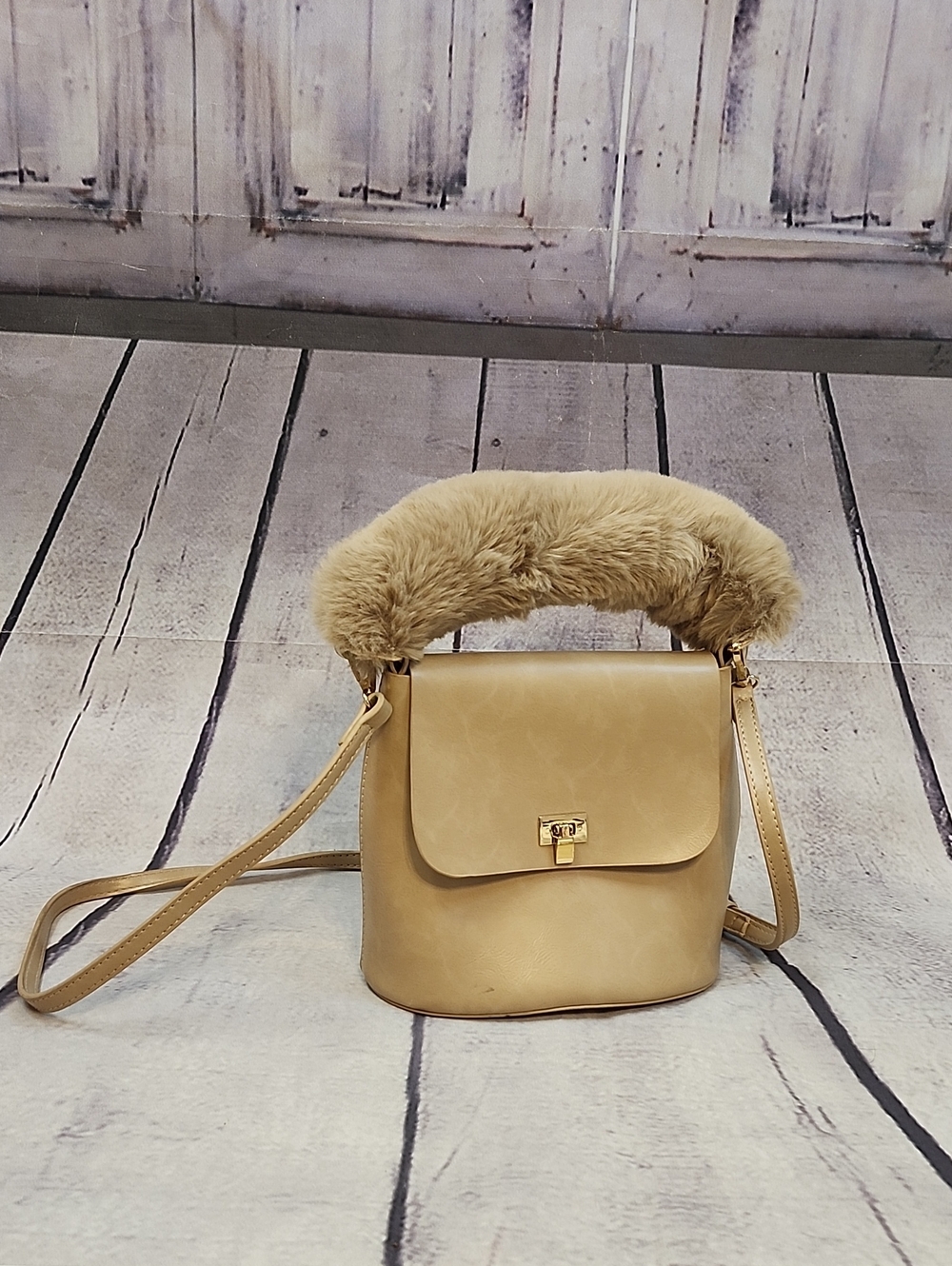 Fur Handle Shoulder Bag